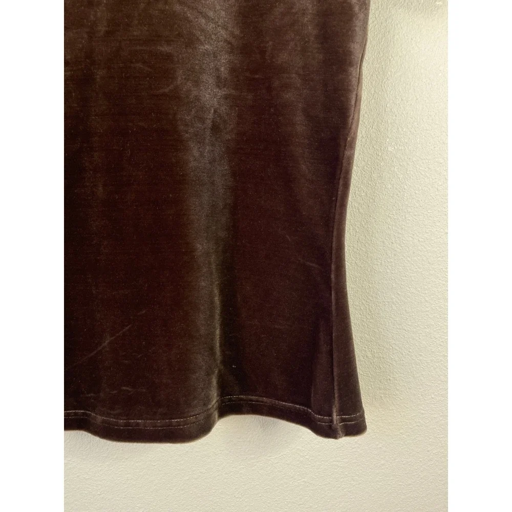 Sostanza Top Brown Velvet Mock Neck Short Sleeve Vintage 90s Stretch Medium